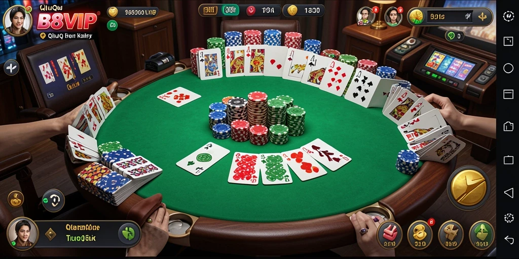 Screenshot gameplay B8VIP yang menampilkan suasana bermain QiuQiu.