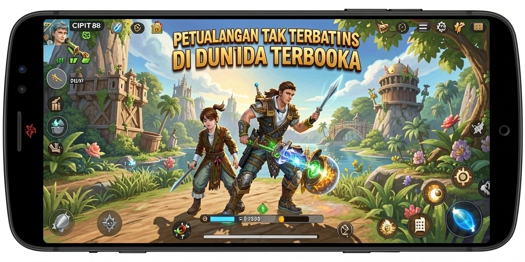 Screenshot gameplay CIPIT88 menunjukkan petualangan mendebarkan di dunia terbuka.
