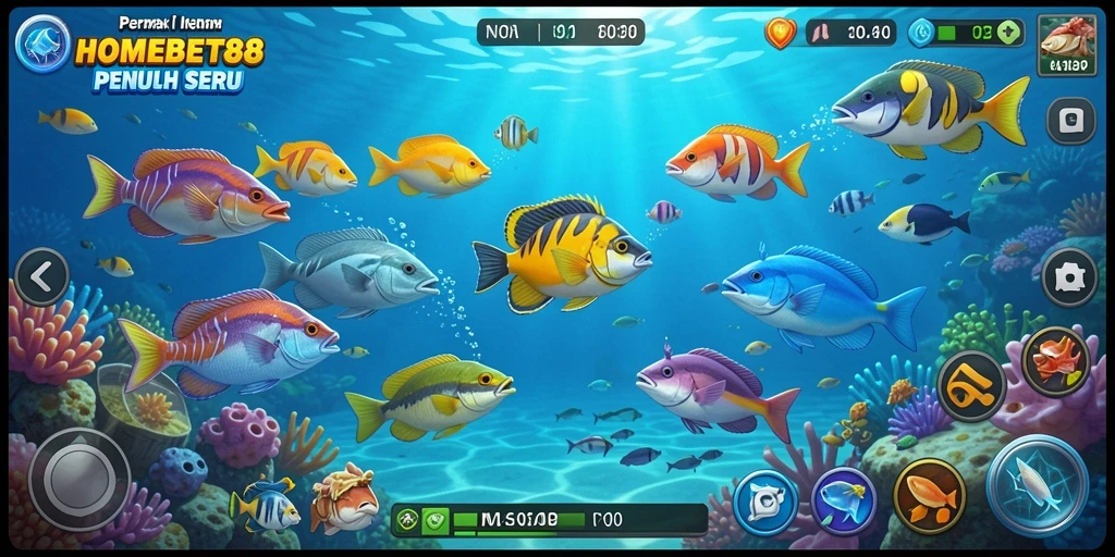 Screenshot utama HOMEBET88 dengan gameplay seru Tembak Ikan.