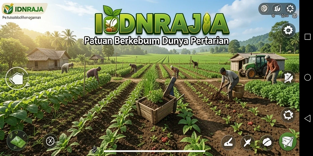 Screenshot gameplay yang menunjukkan momen seru bercocok tanam di IDNRAJA.