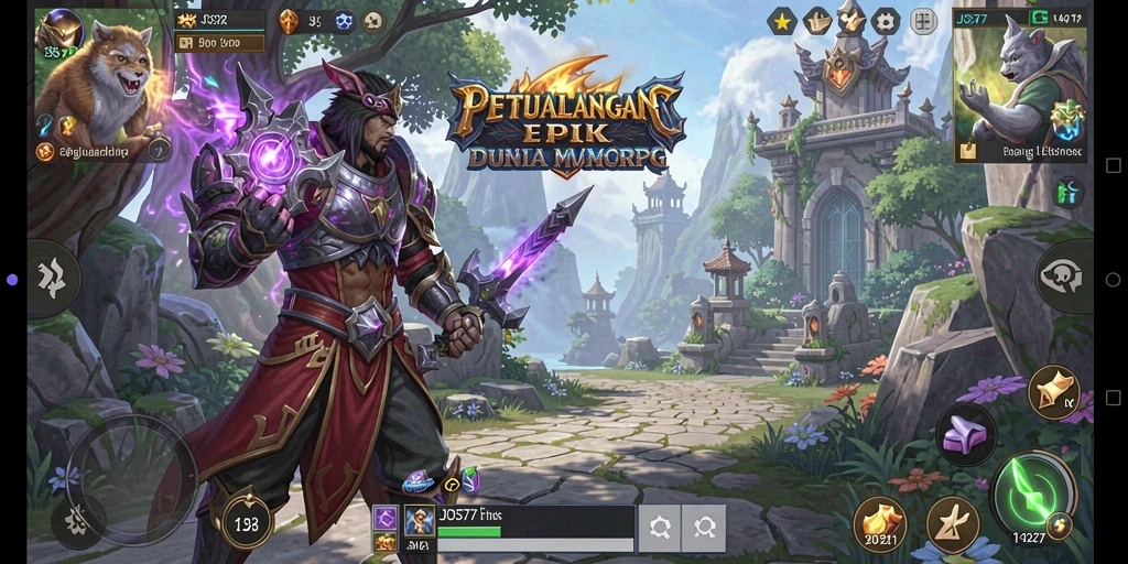 Tampilan gameplay menakjubkan yang memperlihatkan aksi MMORPG di JOS77.