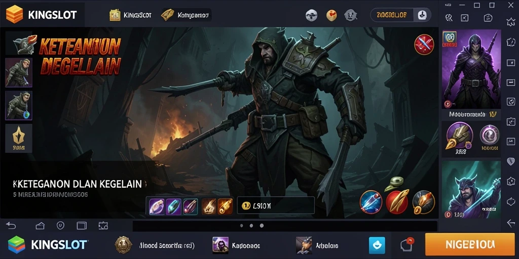 Tangkap ketegangan gameplay utama KINGSLOT dengan simbol menakutkan.