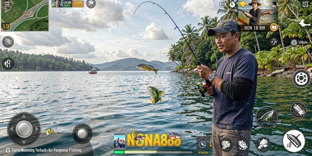 Screenshot NONA88 menunjukkan gameplay memancing yang menakjubkan.