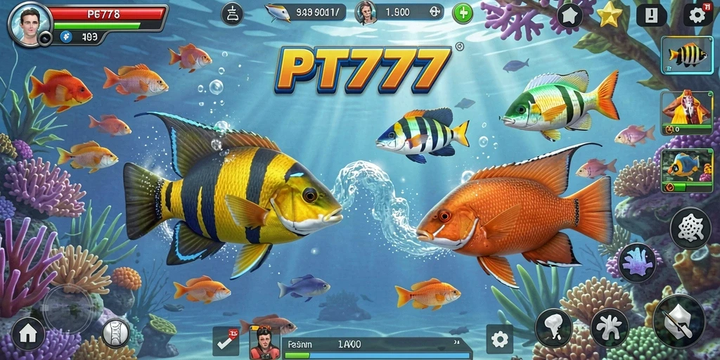 Tangkapan layar gameplay PT777 dengan aksi Tembak Ikan yang seru.