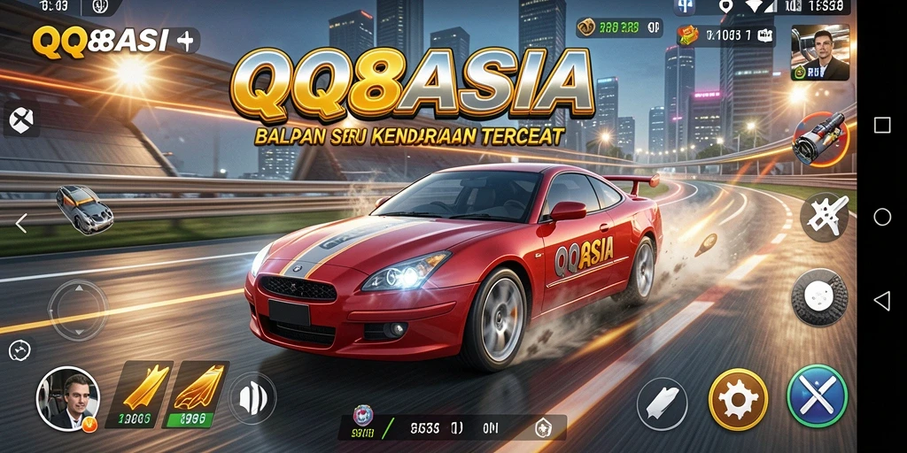 Screenshot gameplay QQ88ASIA yang menunjukkan balapan mendebarkan.