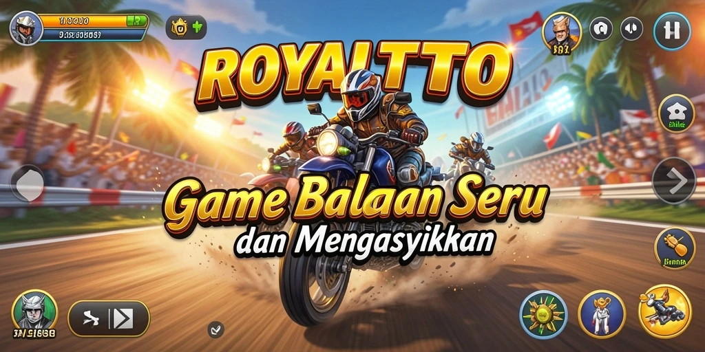 Screenshot gameplay ROYALTOTO menampilkan balapan yang seru dan intens.