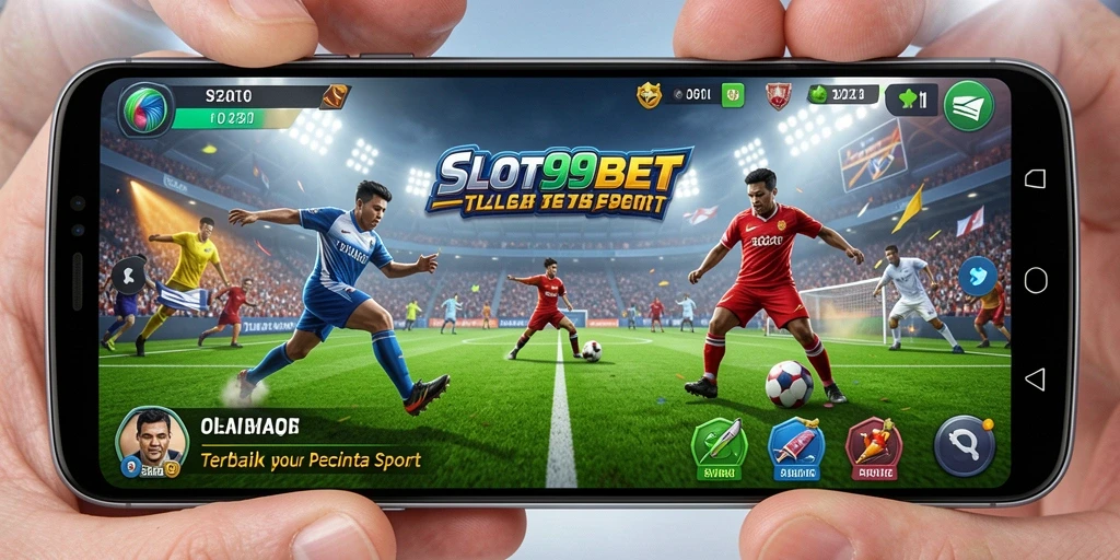Screenshot utama menunjukkan aksi seru permainan olahraga SLOT99BET.