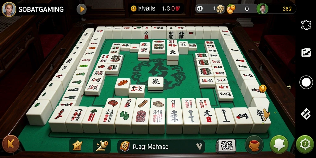 Tangkapan layar gameplay SOBATGAMING yang menunjukkan aksi Mahjong yang mendebarkan.
