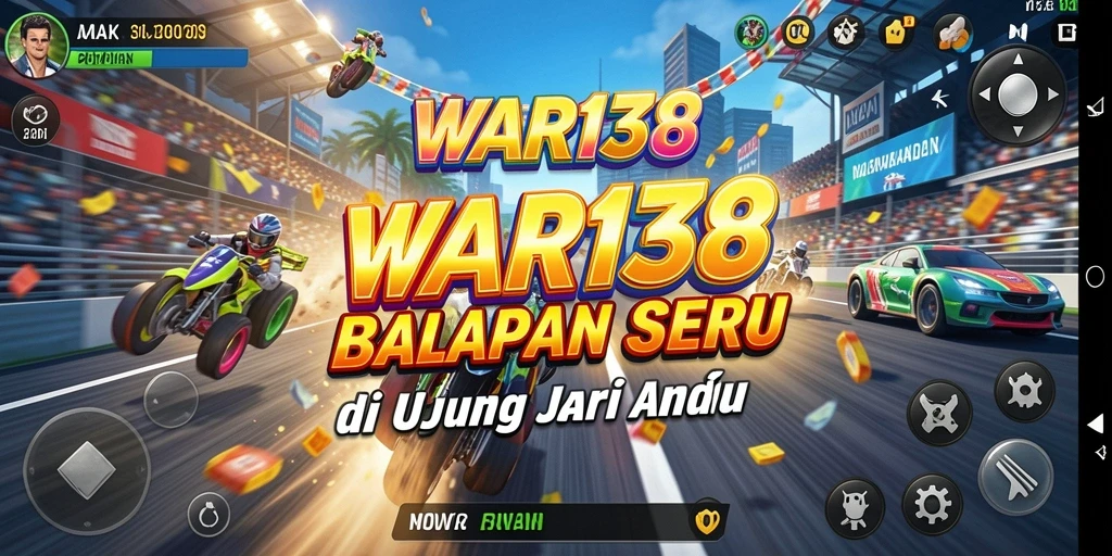 Tampilan gameplay menegangkan dalam balapan di WAR138.